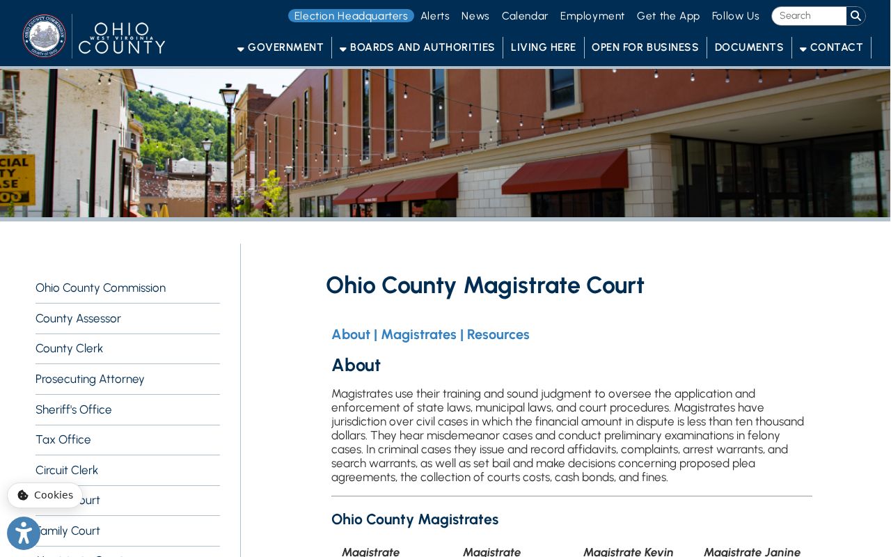 Ohio County Magistrate Court docket office and clerk information