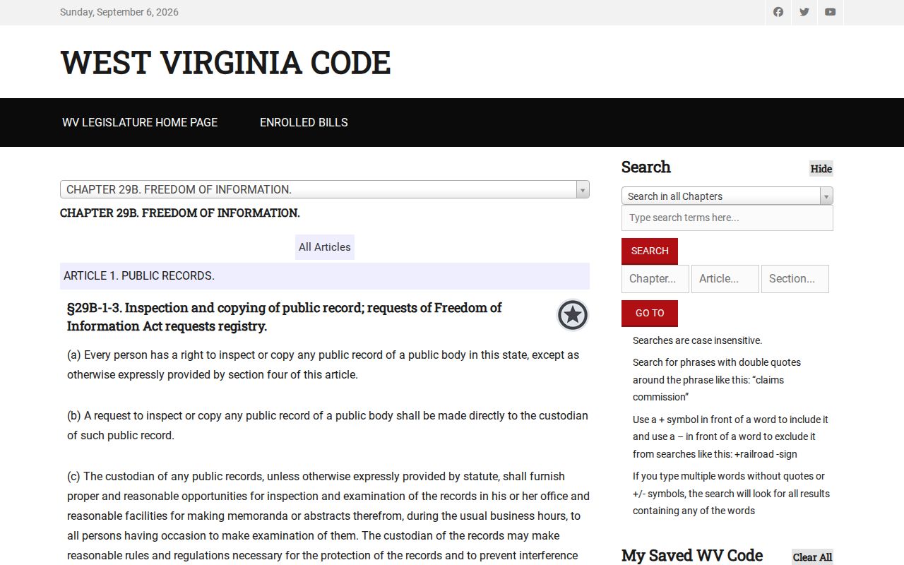 Ohio County court record search source for West Virginia FOIA requests