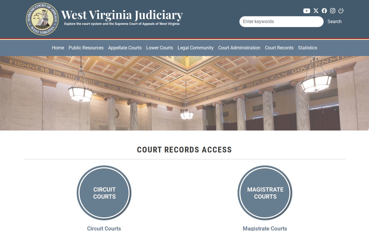 Ohio County court docket access routes on the West Virginia Judiciary site